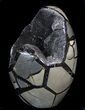 Polished Septarian Geode Sculpture - Black Crystals #37128-2